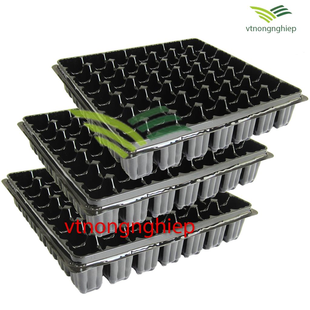 3 Khay nhựa ươm cây, 49 lỗ ươm, lỗ ươm 4cm, sâu 7.8cm, vỉ ươm hạt giống cây trồng, thích hợp ươm hạt bầu, bí.