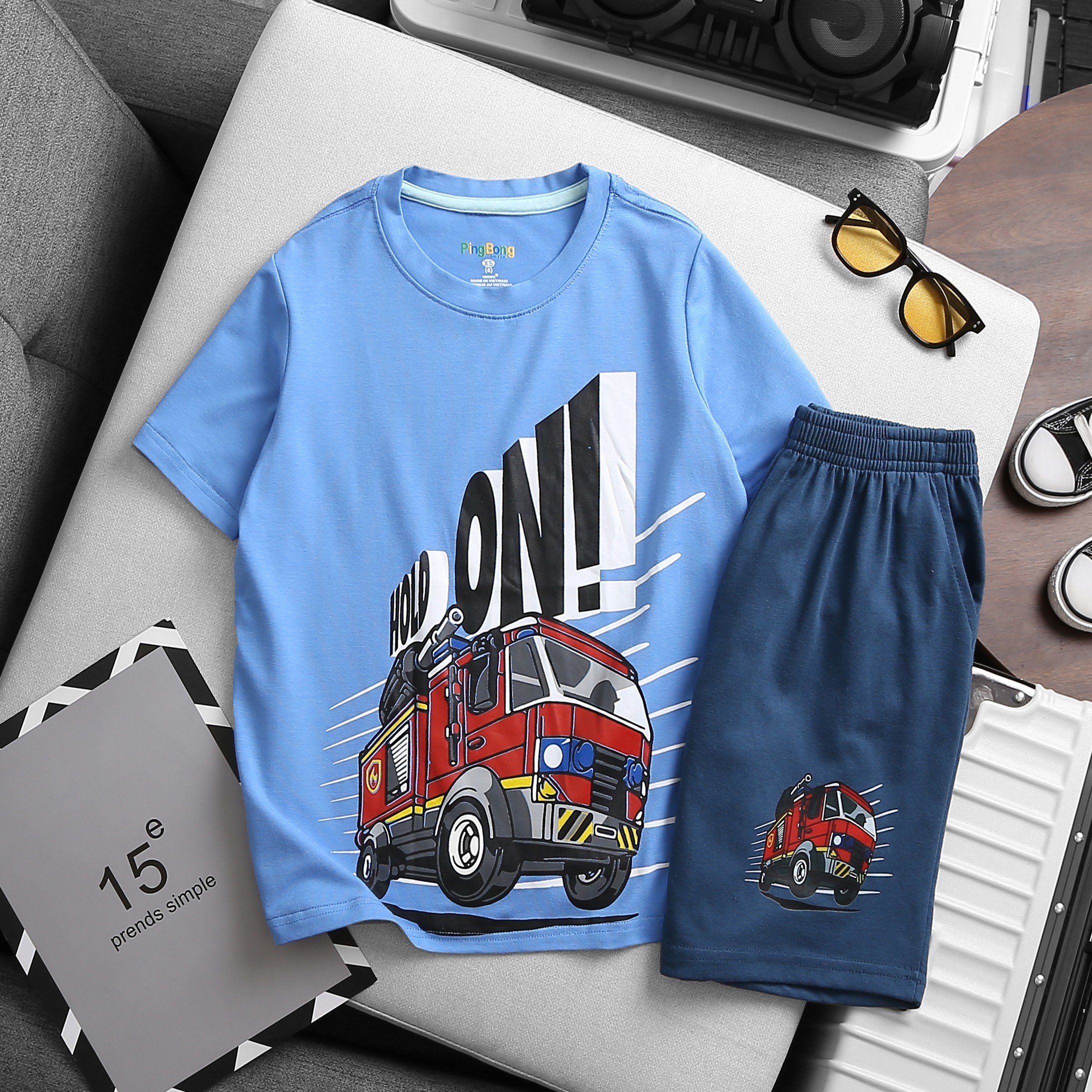 Đồ bộ bé trai ngắn tay size đại xuất khẩu vnxk thun cotton Jennie kids J520