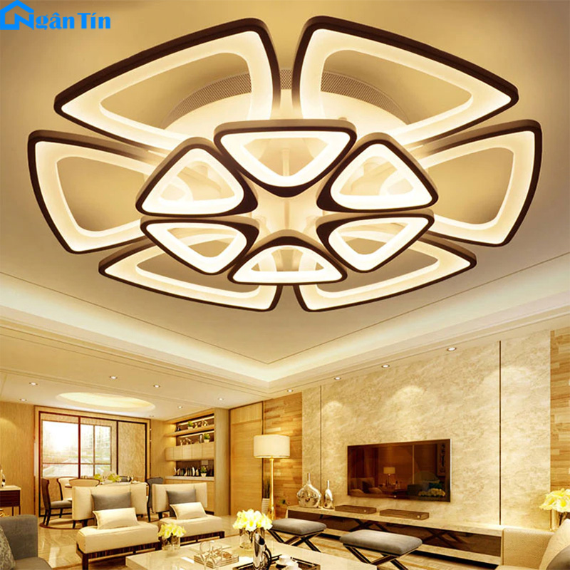 Đèn Mâm ốp trần hiện đại 12 cánh trang trí phòng khách- Có Remote điều khiển phân tầng 3 chế độ