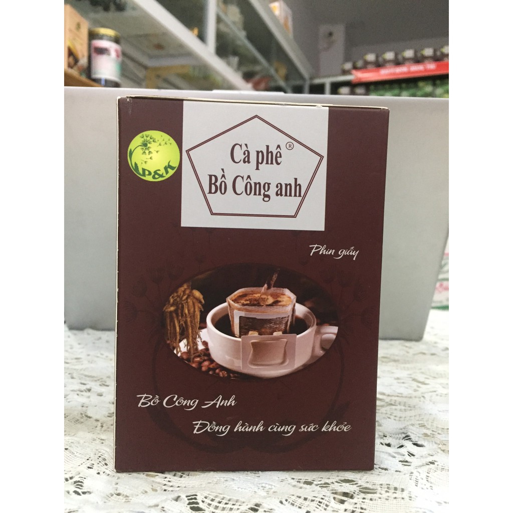 Cafe Bồ Công Anh chính hãng P&K - Cafe không gây mất ngủ, mát gan, giải độc - Hộp 6 phin túi lọc tiện dụng