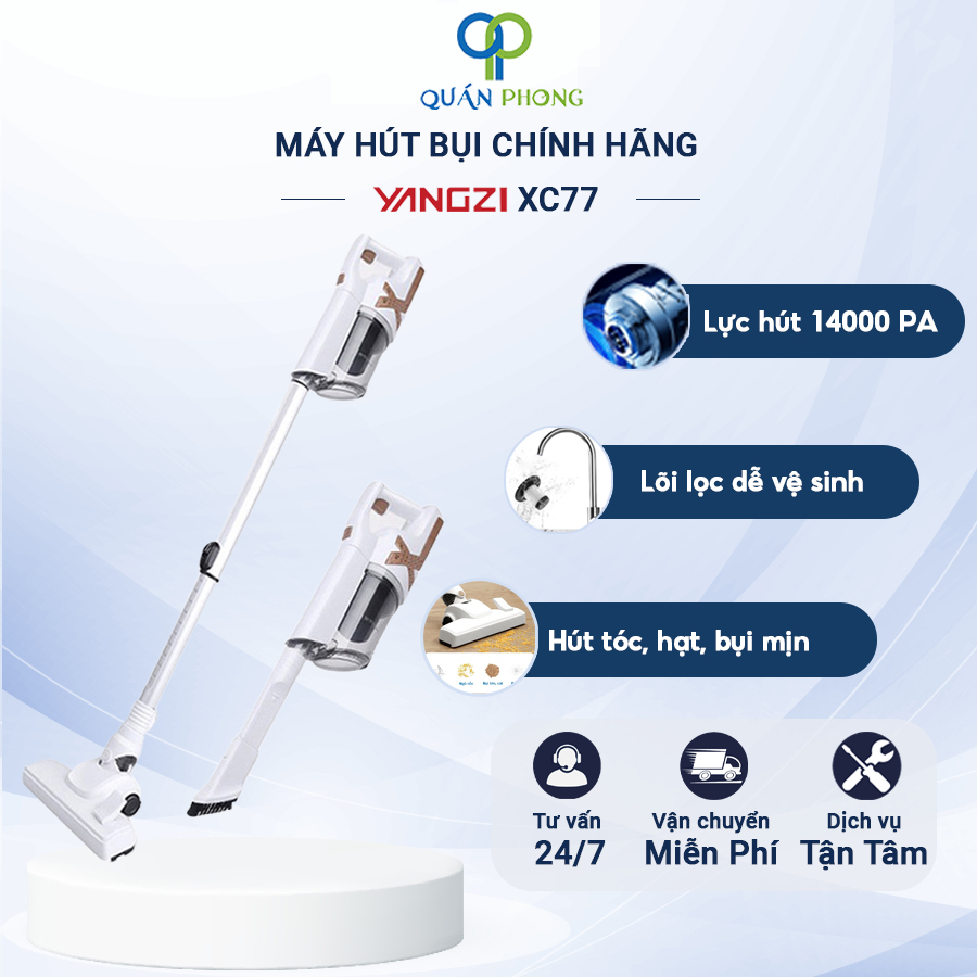 Máy hút bụi Yangzi chuyên dụng: hút tóc, bụi mịn, lông chó mèo, Máy hút bụi gia đình lực hút mạnh mẽ 14000 Pa, Bảo hành 12 tháng