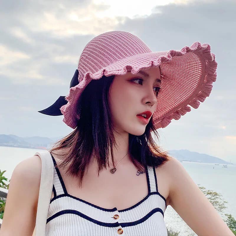 Mũ cói, nón đi biển chóp nơ kute siêu hot mc11
