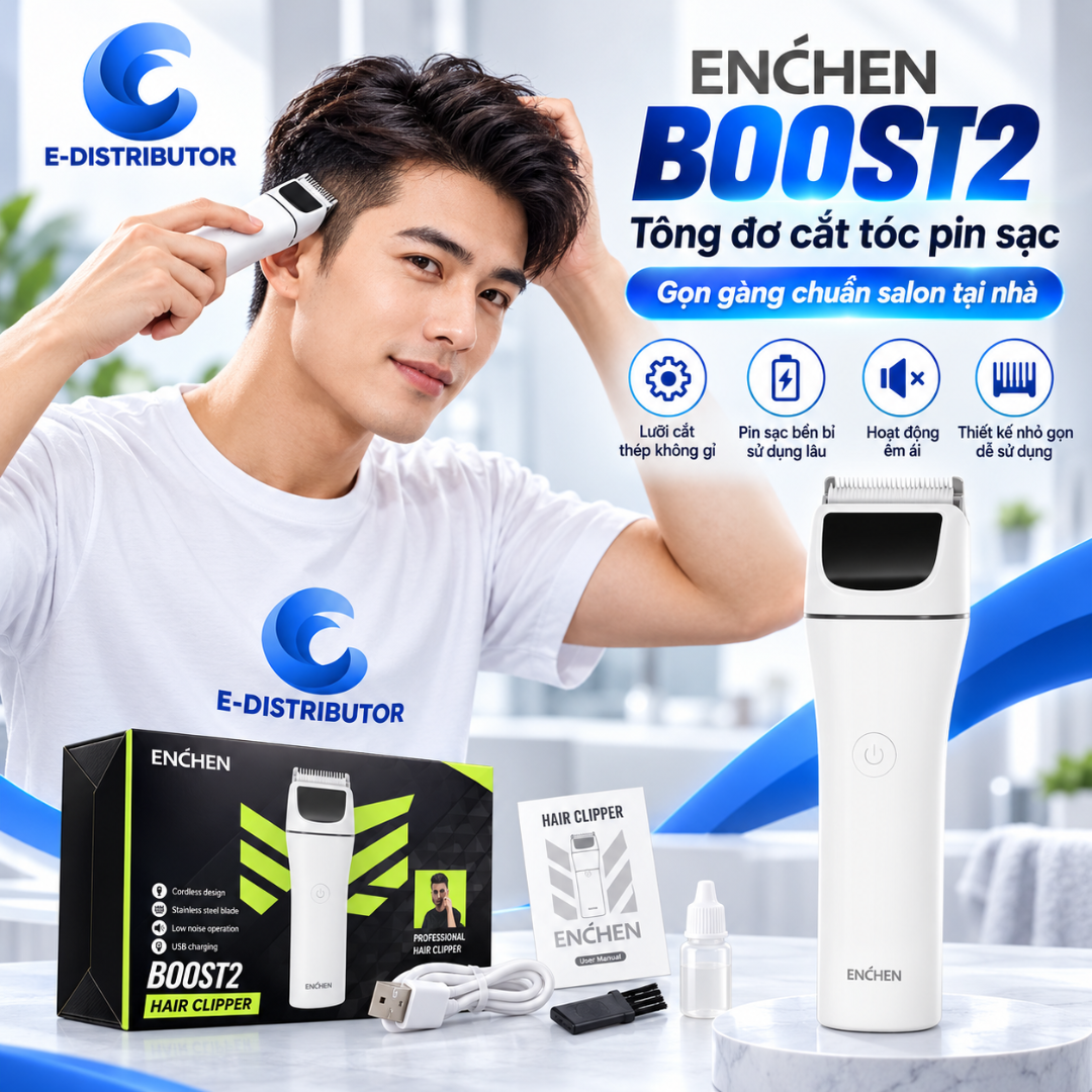 Enchen Boost2 Rechargeable Hair Clipper for Neat Haircuts, Specialized for Home Salons