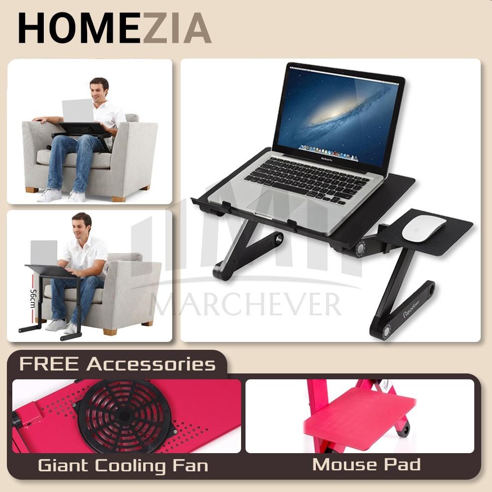 Bàn laptop / Bàn gấp laptop 360 độ có quạt và miếng lót chuột - chỉ mầu đen