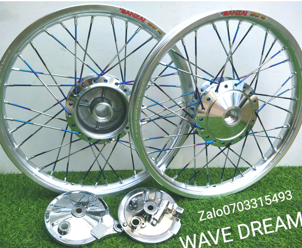 [HCM] CẶP BÁNH CĂM WAVE DREAM NIỀNG NHÔM DALE HOẶC SULUTE CÓ NHIỀU MÀU ĐÙM MẠ CROM CĂM TITAN LOẠI 1 KÈM 2 MÁ ĐÙM ( TƯ VẤN NHANH SDT TRÊN HÌNH )