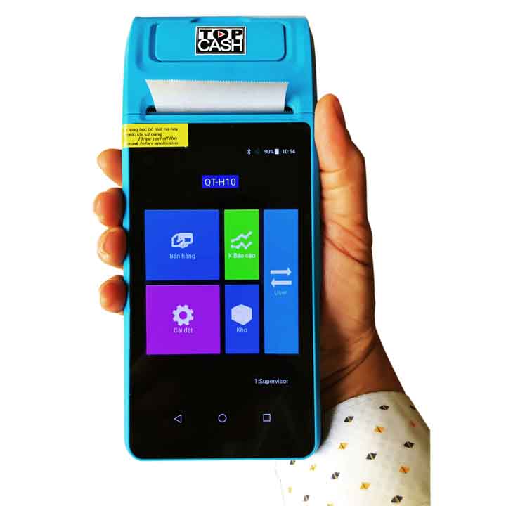Máy quản lý bán hàng / tính tiền cầm tay có sẵn mềm tính tiền vĩnh viễn kèm theo và máy in hóa đơn bán hàng TOPCASH QT-H10 - Hàng nhập khẩu chính hãng
