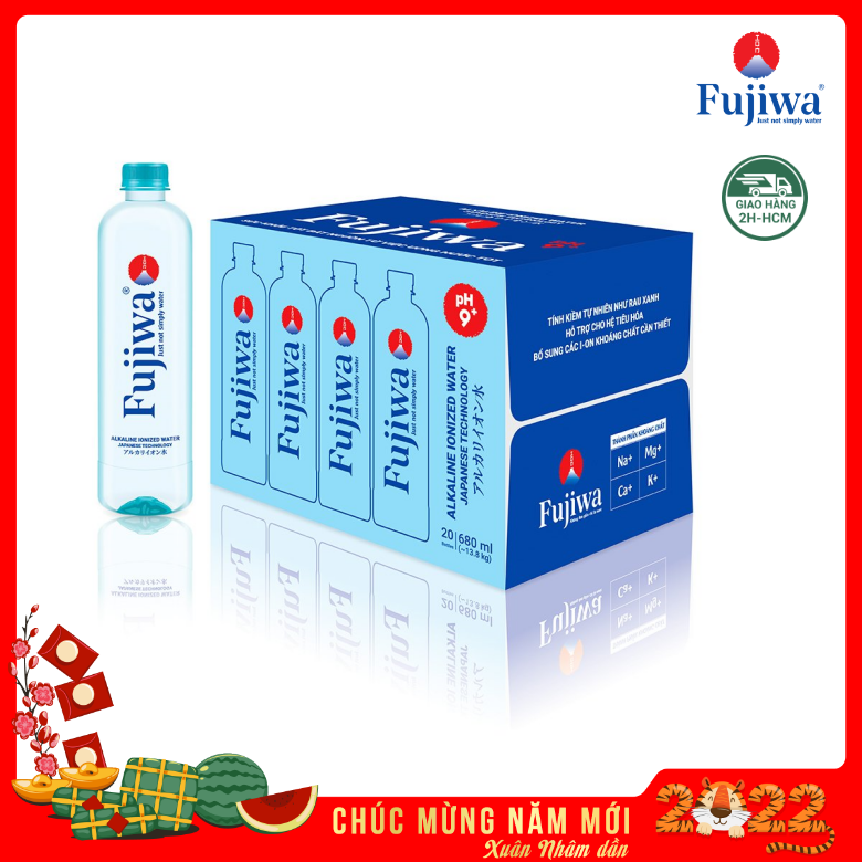 Nước thùng - nước uống cao cấp ion kiềm Fujiwa - công nghệ Nhật Bản - thùng 20 chai 680ml