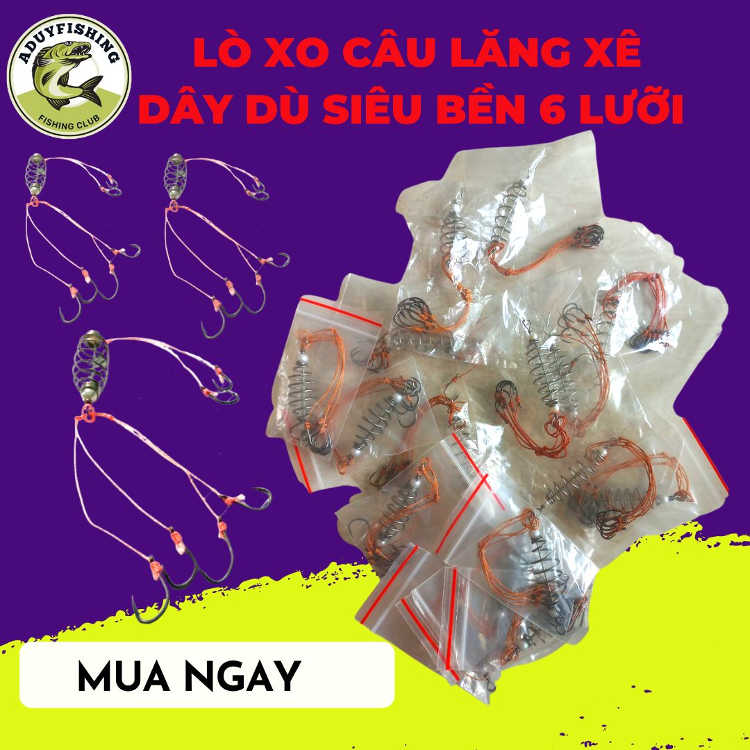 Lò xo lăng xê câu cá tóm 6 lưỡi - dụng cụ câu cá aduy fishing