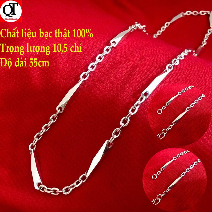 Vòng cổ nam Bạc Quang Thản - Dây chuyền nam mắt đơn đúc chất liệu bạc thật 100% kiểu dây dạng tròn trọng lượng 10 chỉ độ dài 55-57cm - QTDCNA10(BẠC)