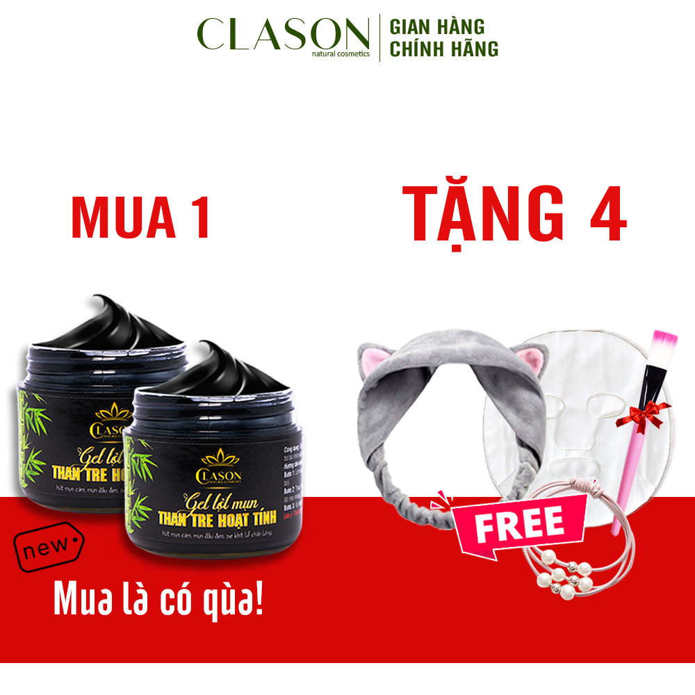 Combo 2 gel lột mụn than hoạt tính Clason hỗ trợ lột mụn đầu đen, hút mụn cám toàn mặt hộp 50gr kèm bộ 4 quà tặng hấp dẫn