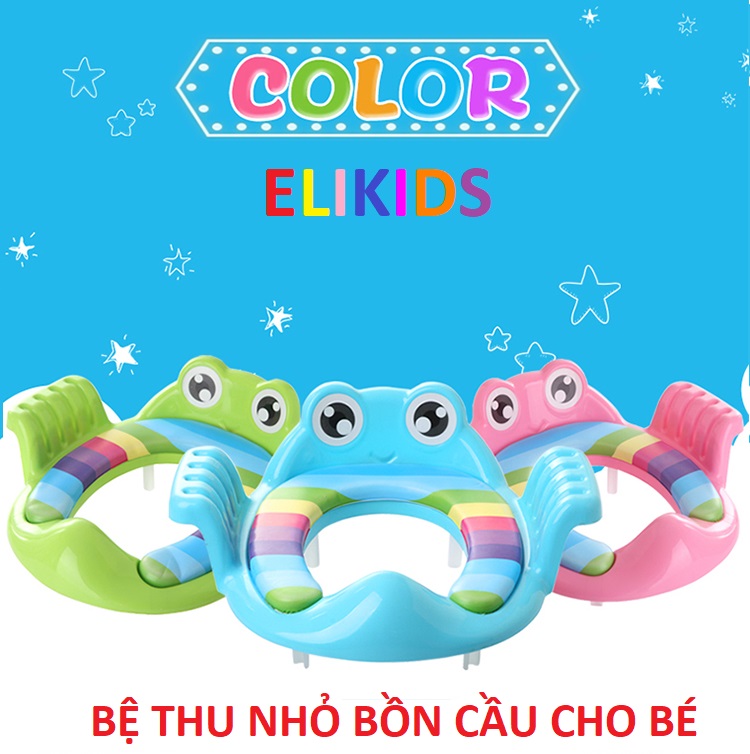 Ghế ngồi - bệ ngồi bồn cầu chống trơn trượt cho bé có tay vịn
