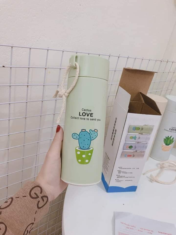 [HCM]BÌNH NƯỚC GIỮ NHIỆT IN HÌNH XƯƠNG RỒNG LÕI THUỶ VỎ BỌC NHỰA TINH 400ML - SURI STORE (TPHCM)