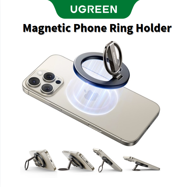  UGREEN Giá đỡ vòng kim loại có thể gập lại magSafe  Invisible Phone Stand Magsafe Ring Holder for iPhone 16 15 Pro Max Samsung S25 S24 Ultra Model:65228 