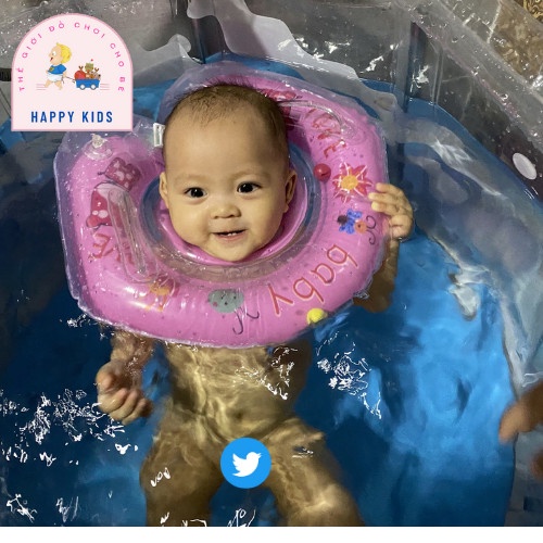 Bể bơi cho bé sơ sinh - Bể tắm mini đứng tròn cho bé trai và bé gái tặng kèm phao đỡ cổ và bóng thả