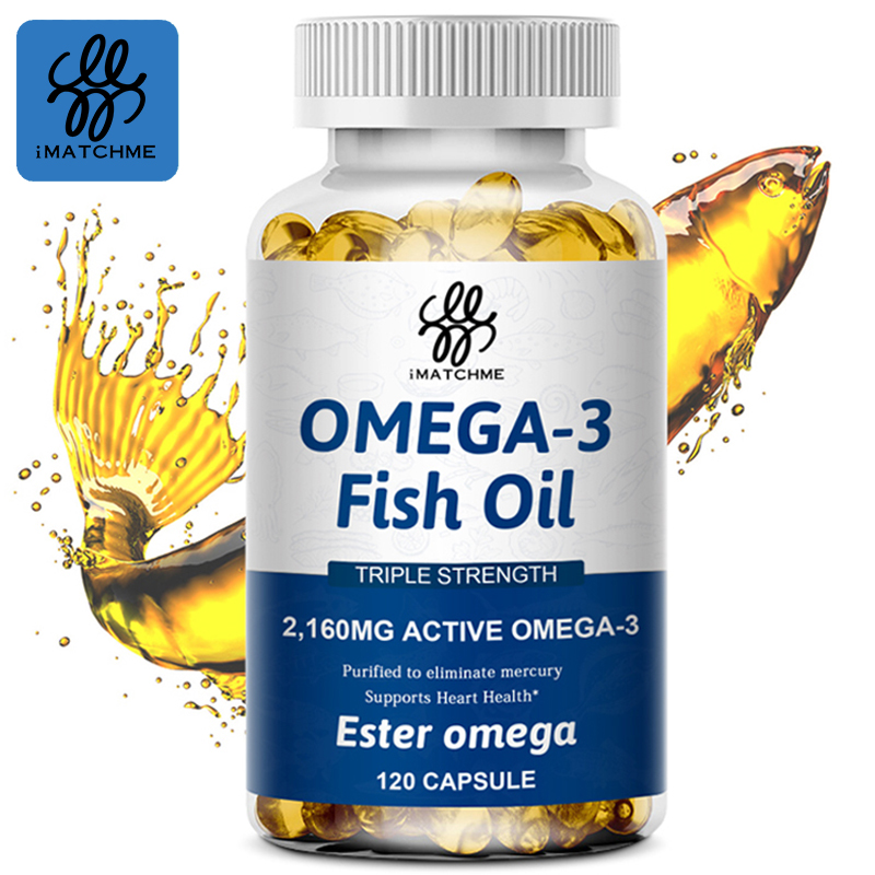 iMATCHME Deep-Sea Fish Oil OMEGA 3 Capsules Rich In DHA & EPA for Healthy Heart Strengthen Brain Improve Intelligence Improve Cardiovascular Health