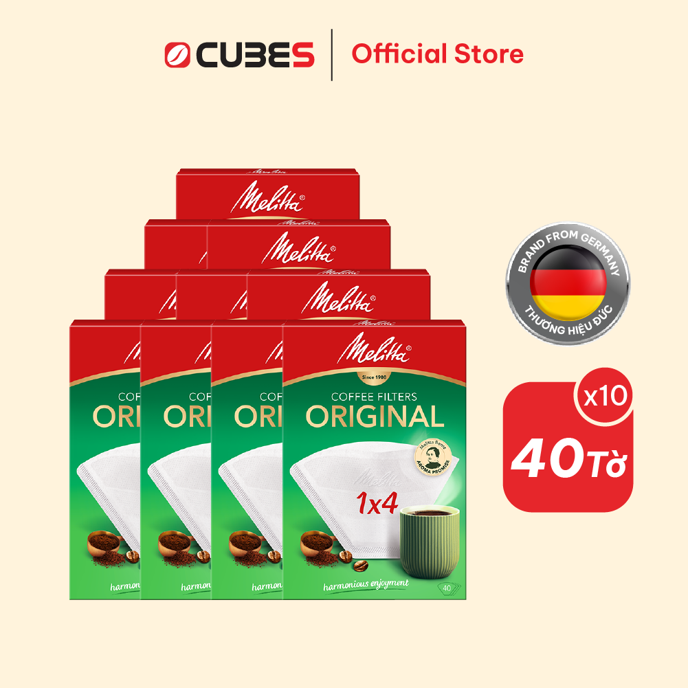 Combo Giấy Lọc Cà Phê Melitta 1x4 - 40 tờ/hộp - Giấy trắng - Nhập khẩu chính hãng từ Đức