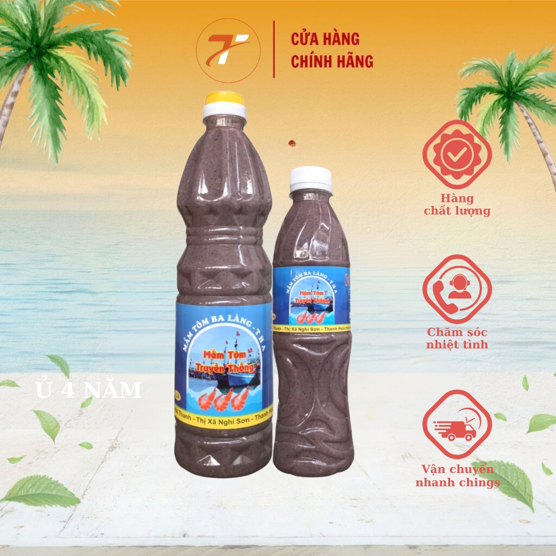 Mắm tôm Ba Làng THA chai 500g và chai 1kg đặc sản thanh hoá