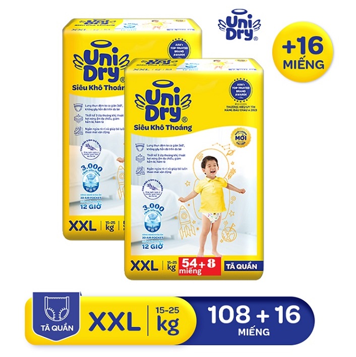 Combo 2 gói tã quần unidry size xl60+8 - xxl54+8
