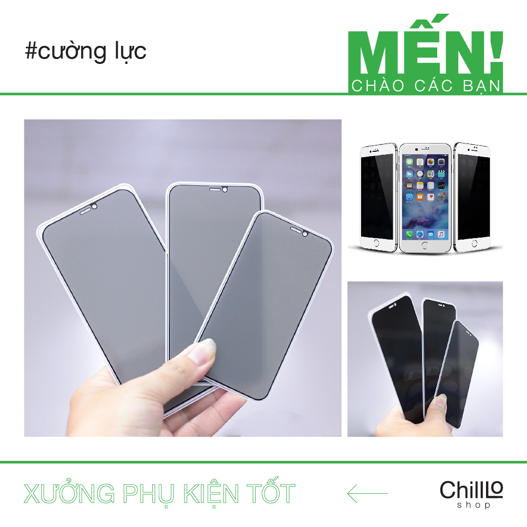 Kính Cường Lực iPhone Chống Nhìn Trộm - Miếng Dán Cường Lực Full Màn Hình Chống Nhìn Trộm Đủ Các Dòng Điện Thoại iPhone