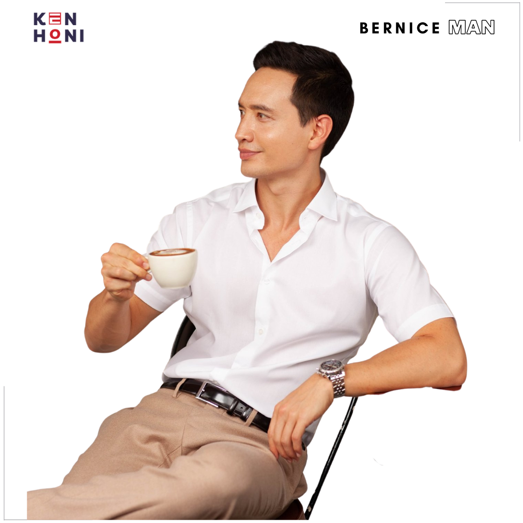 Áo Sơ Mi Trắng Nam Cộc Tay, Áo Sơ Mi Nam Công Sở Form Hàn Quốc Không Nhăn KenHoni Bernice 455