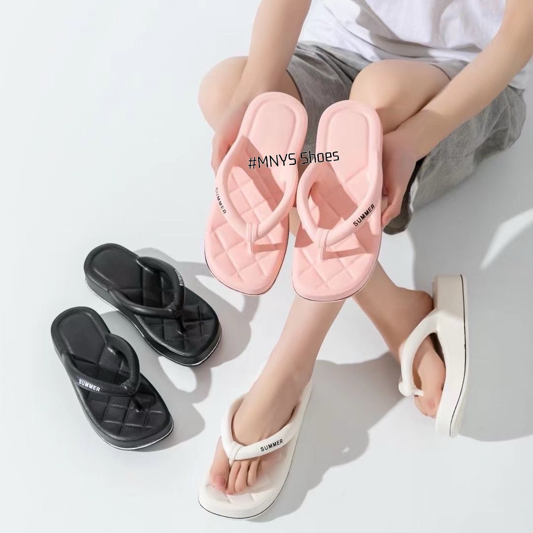 Dép Bánh Mì Nữ Xỏ Ngón Đế Cao 3cm Siêu Mền Đi Biển Mùa Hè (Đen, Hồng, Trắng) D040 chọn tăng 1 size