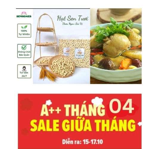 700g hạt sen tươi tách vỏ- bỏ tim- bùi vị ngọt thanh senhomes group