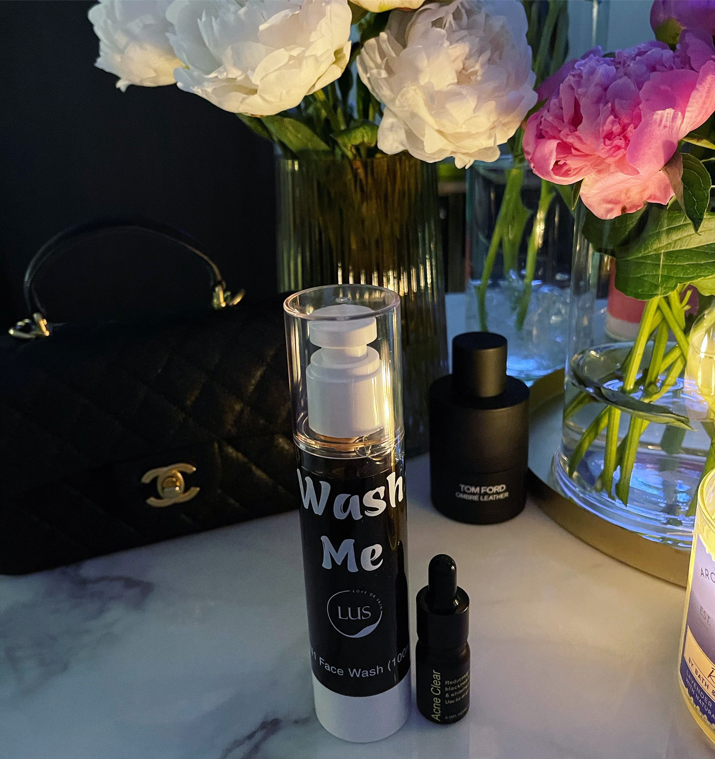 Combo Sửa rửa mặt và Serum thảo dược Acne clear - LUS 5ml giành cho da mụn, lỗ chân lông to
