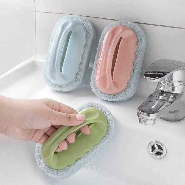 Bàn chải chà cọ bồn tắm, chậu rửa đa năng có tay cầm