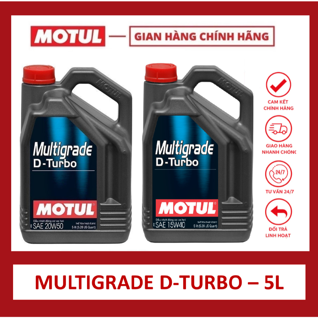 Hàng Chính Hãng - Dầu nhớt xe ô tô máy dầu MULTIGRADE D-TURBO 15W40/20W50 5L & 7L