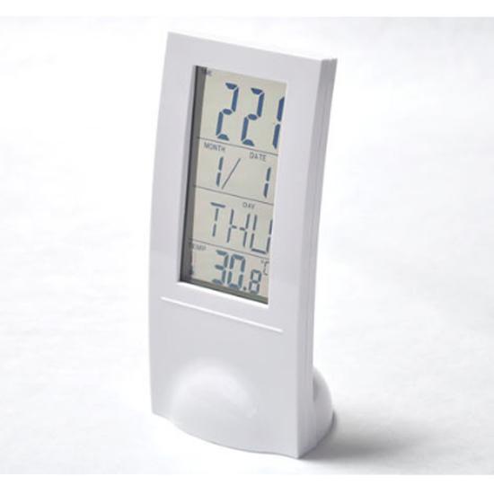 Đồng hồ để bàn màn hình LCD trong suốt có đèn hiển thị lịch,thời gian và nhiệt độ màu Trắng (CB-Shop)