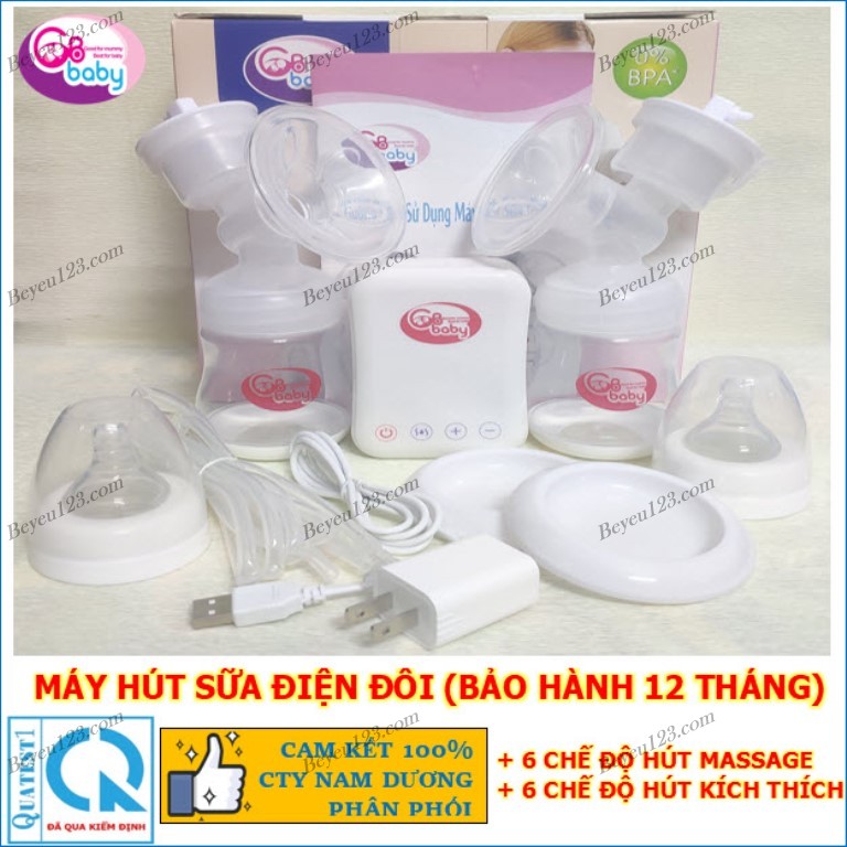 (RẺ VÔ ĐỊCH) [BH 12 Tháng] Máy hút sữa ĐIỆN ĐÔI thông minh 6 cấp độ GB BABY (Nguồn cắm điện cổng USB) (Công nghệ Hàn Quốc) GBB GB1520