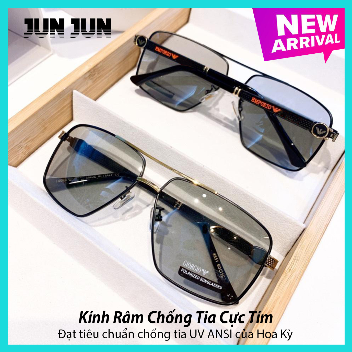 [HOT] Kính mát nam đổi màu ngày và đêm theo nhiệt độ dáng vuông cao cấp- Mắt kính chống tia UV ARM8526