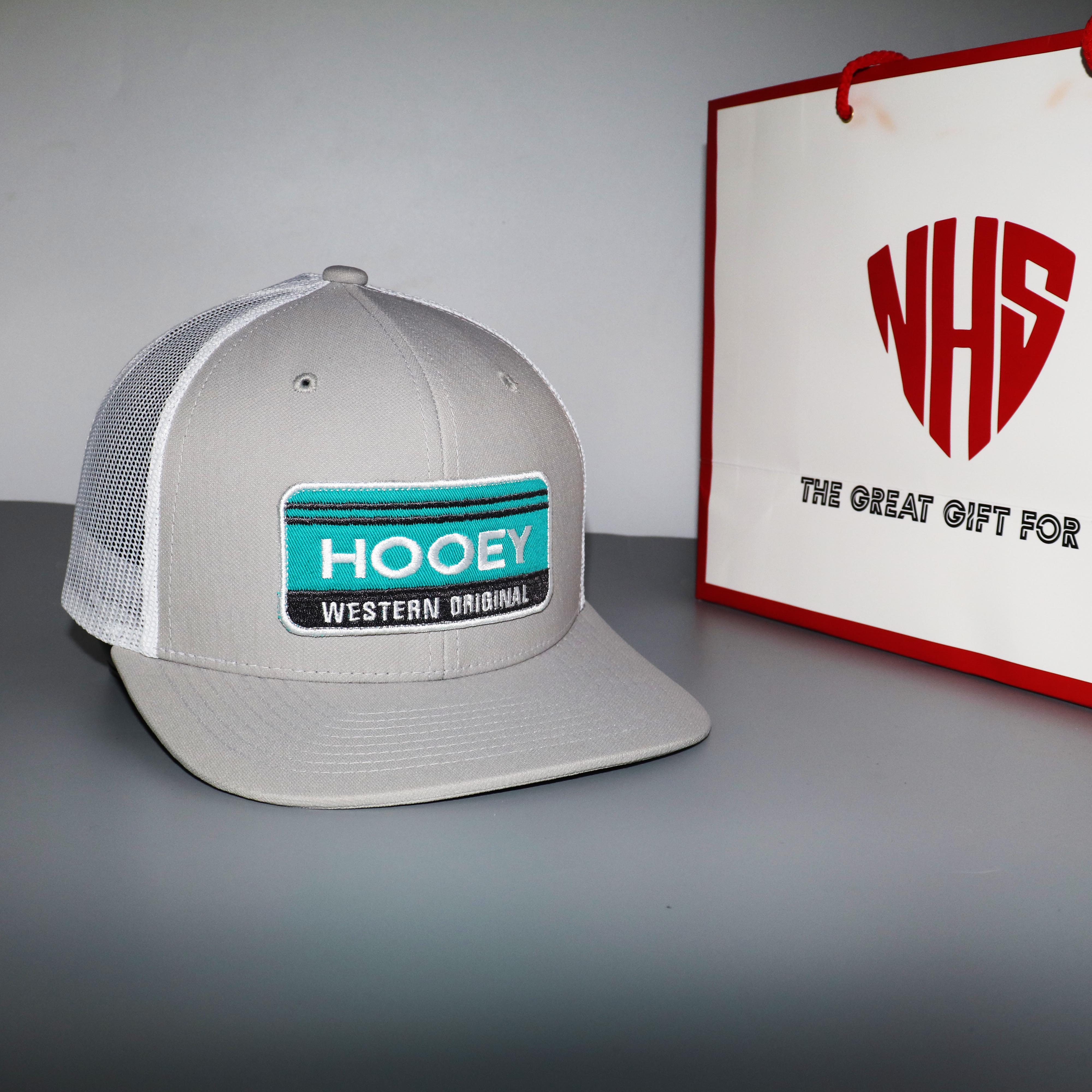 Nón Snapback HooeySilver Hooey xám logo xanh ngọc lưới trắng Siêu Phẩm .