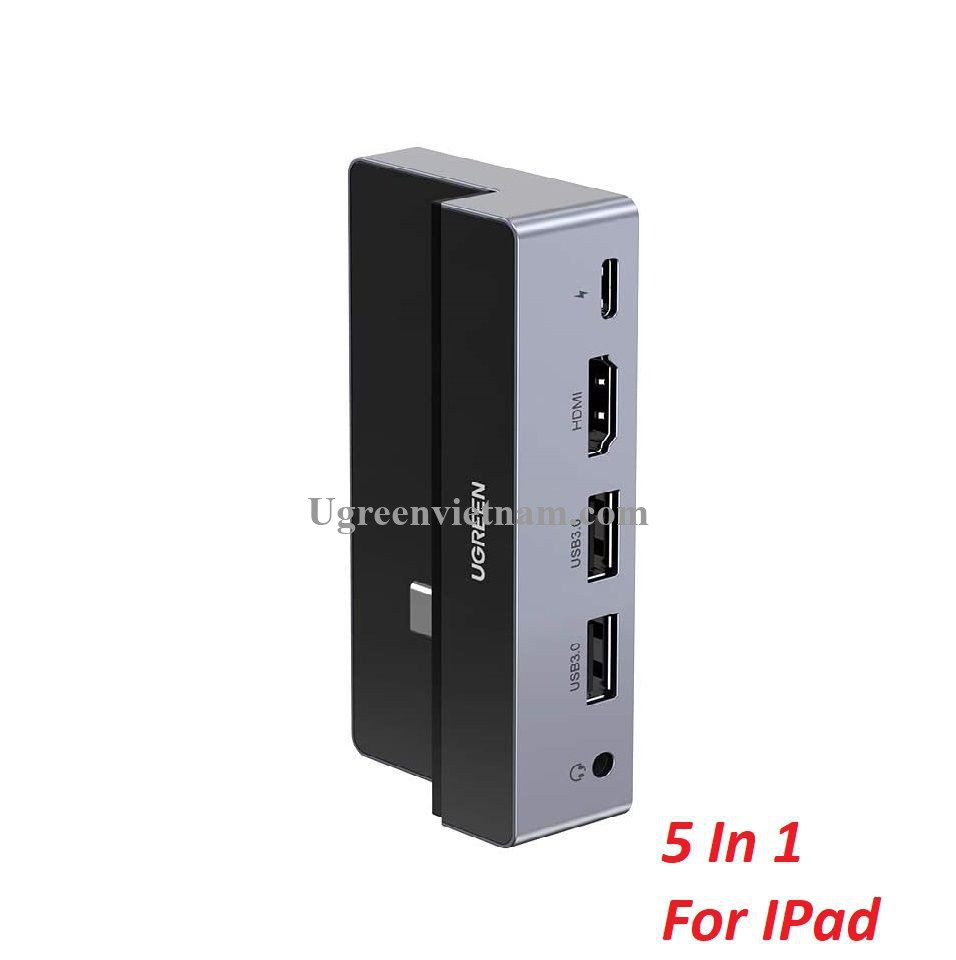 Ugreen 70688 5 trong 1 màu đen 2 x usb a 3.0 + 4k 60hz hdmi + 100w pd + 3.5mm audio bộ chuyển type c cm317
