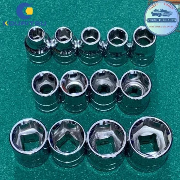 Đầu khẩu lục giác ngắn 3/8 inch dùng cho sửa chữa xe máy cỡ 6-19mm thép cr-v - kouritsu chính hãng