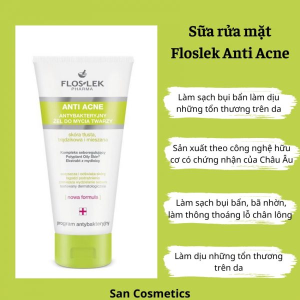 Sữa rửa mặt Floslek dành cho da dầu mụn siêu sạch