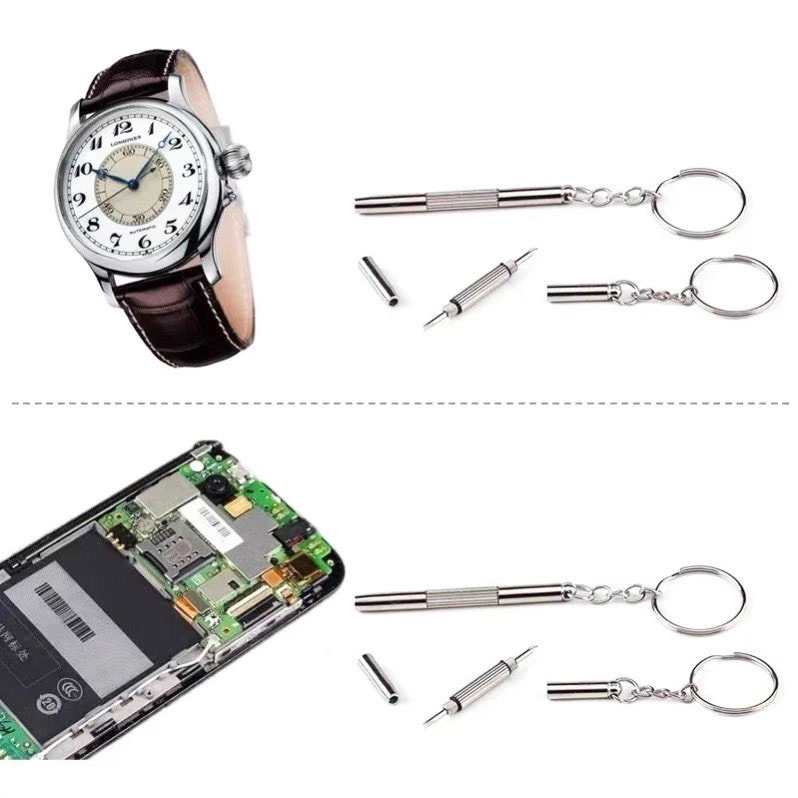 Tua vít đa năng 2 đầu mini sửa kính, đồng hồ, điện thoại - tô vít chuyên dụng có móc treo làm chìa khóa