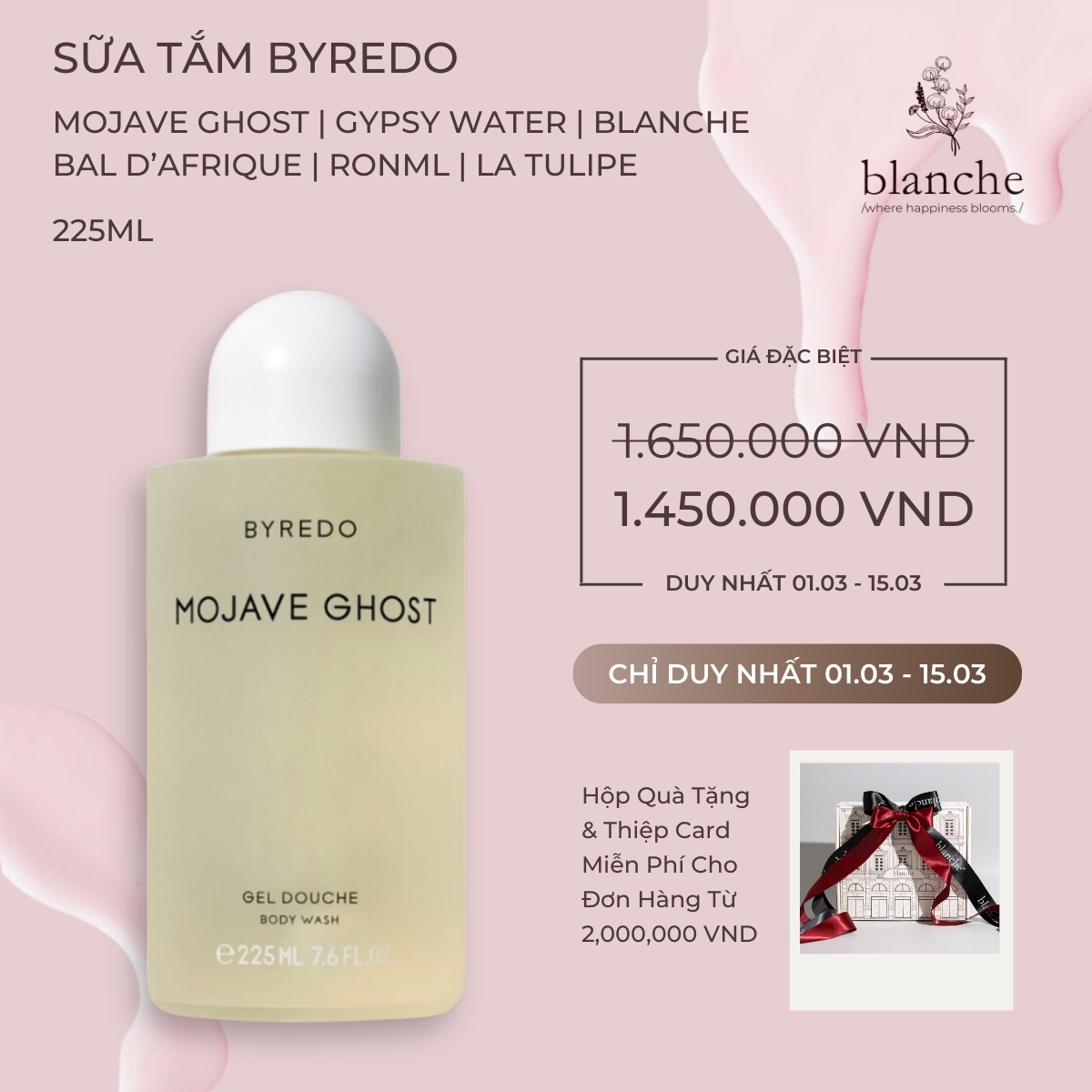 Sữa tắm nước hoa byredo body wash 225ml - authentic