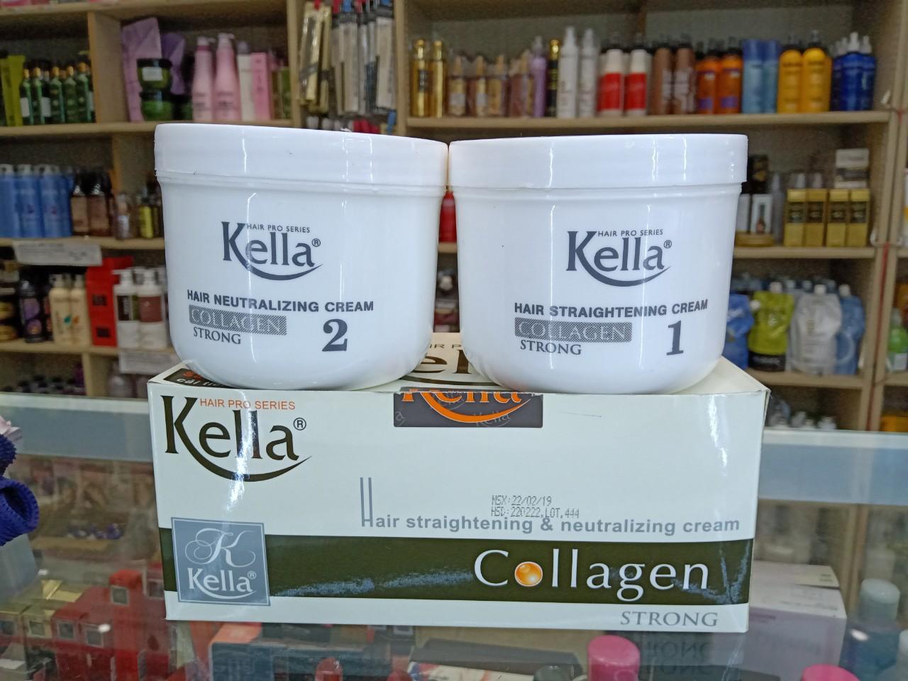 Kem duỗi tóc ép tóc kella collagen strong trắng