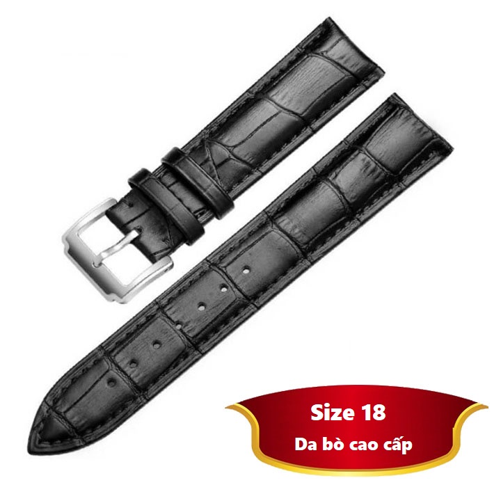 Dây đồng hồ da bò chống nước cao cấp Size 18/20/22 - Dây da đồng hồ da bò - Dây đồng hồ đeo tay da bò cao cấp - Dây Đồng Hồ Thời Trang Da Bò