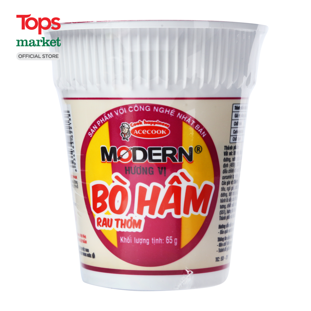 Mì ly modern bò hầm rau thơm 65g - siêu thị tops market