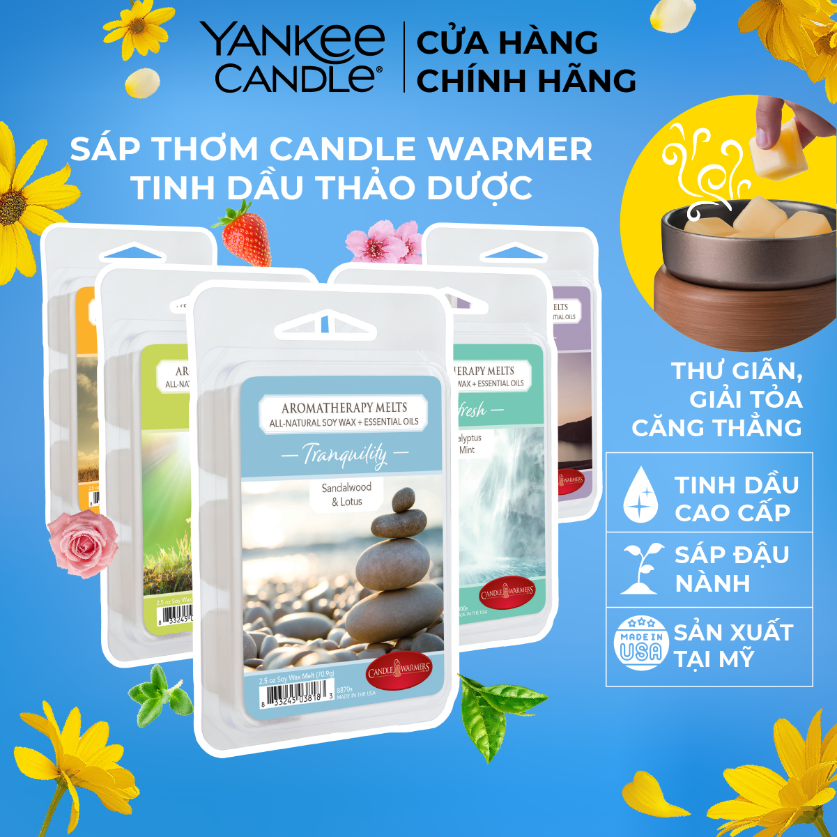 Sáp thơm tinh dầu thảo dược Candle Warmers từ Yankee Candle (nhiều mùi tùy chọn)