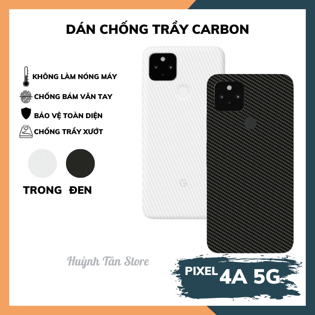 Miếng dán decal carbon mặt sau google pixel 4a 5g chống trầy mặt lưng, chống bám vân tay
