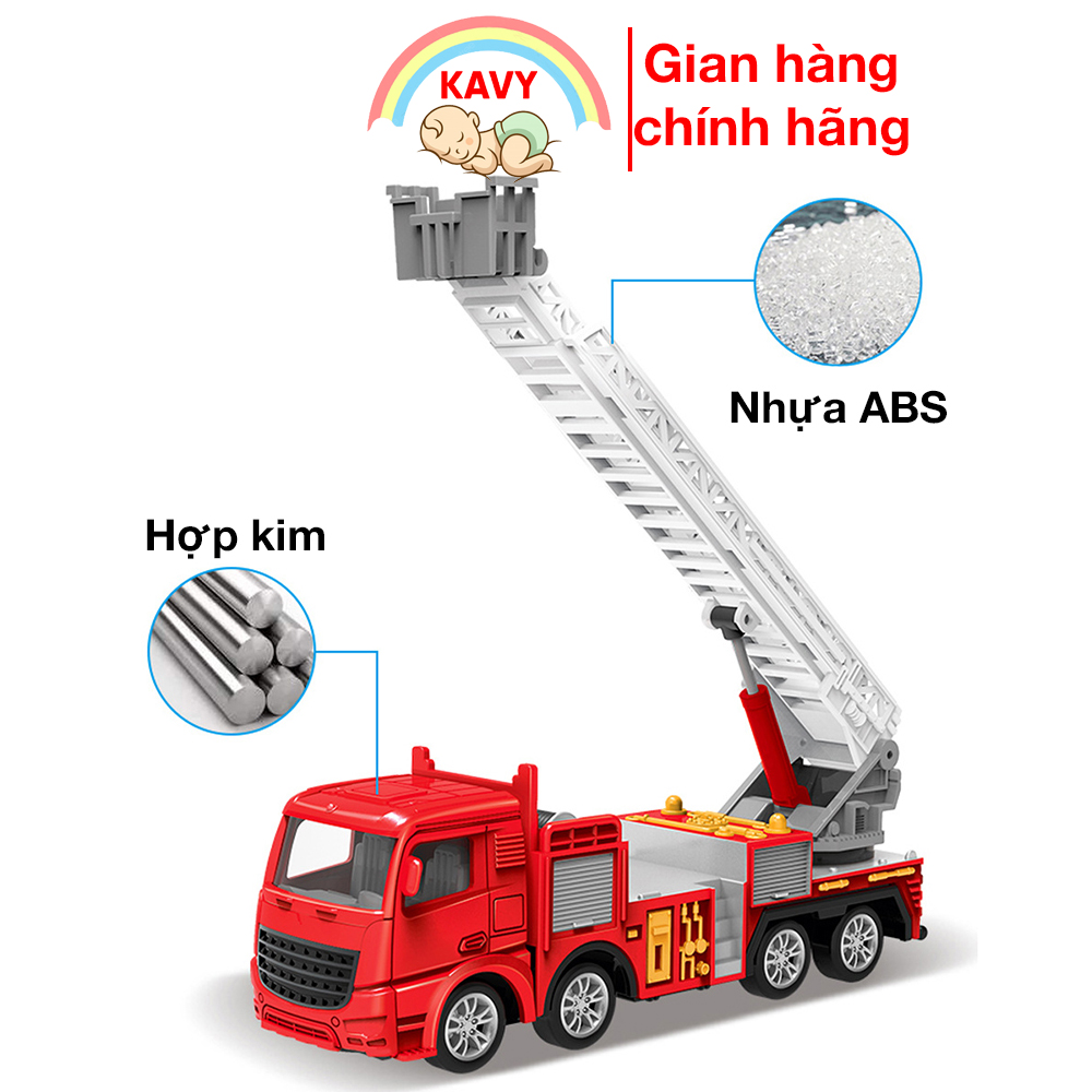 Đồ chơi cho bé mô hình xe cứu hỏa thang trượt, hợp kim sắt và nhựa, chi tiết sắc sảo, khớp chuyển động -KAVY