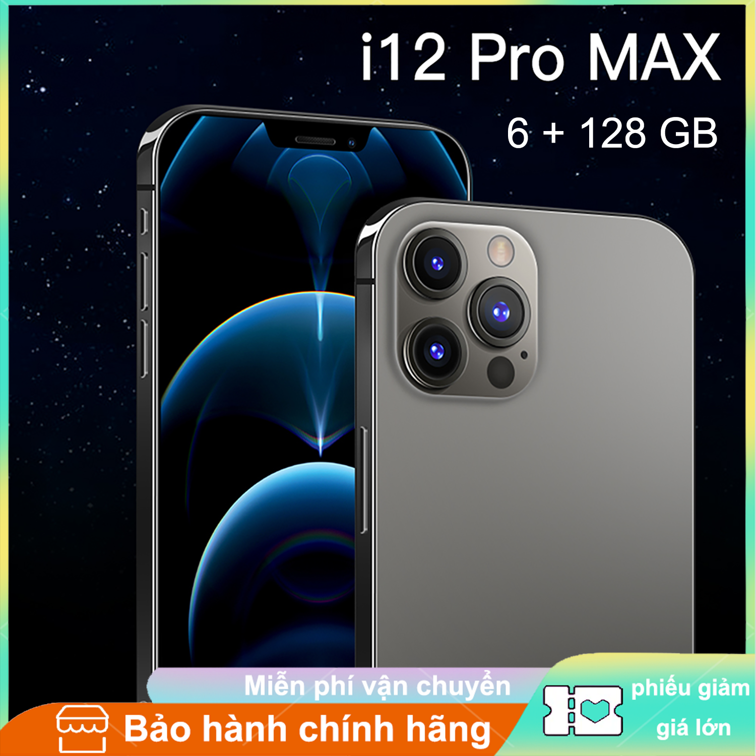 Điện thoại giá cả cạnh tranh Android I12 Pro Max Pin 5000 MAh 6+128GB Máy ảnh Full HD 6.6inch Cuộc gọi Chơi trò chơi Xem TV