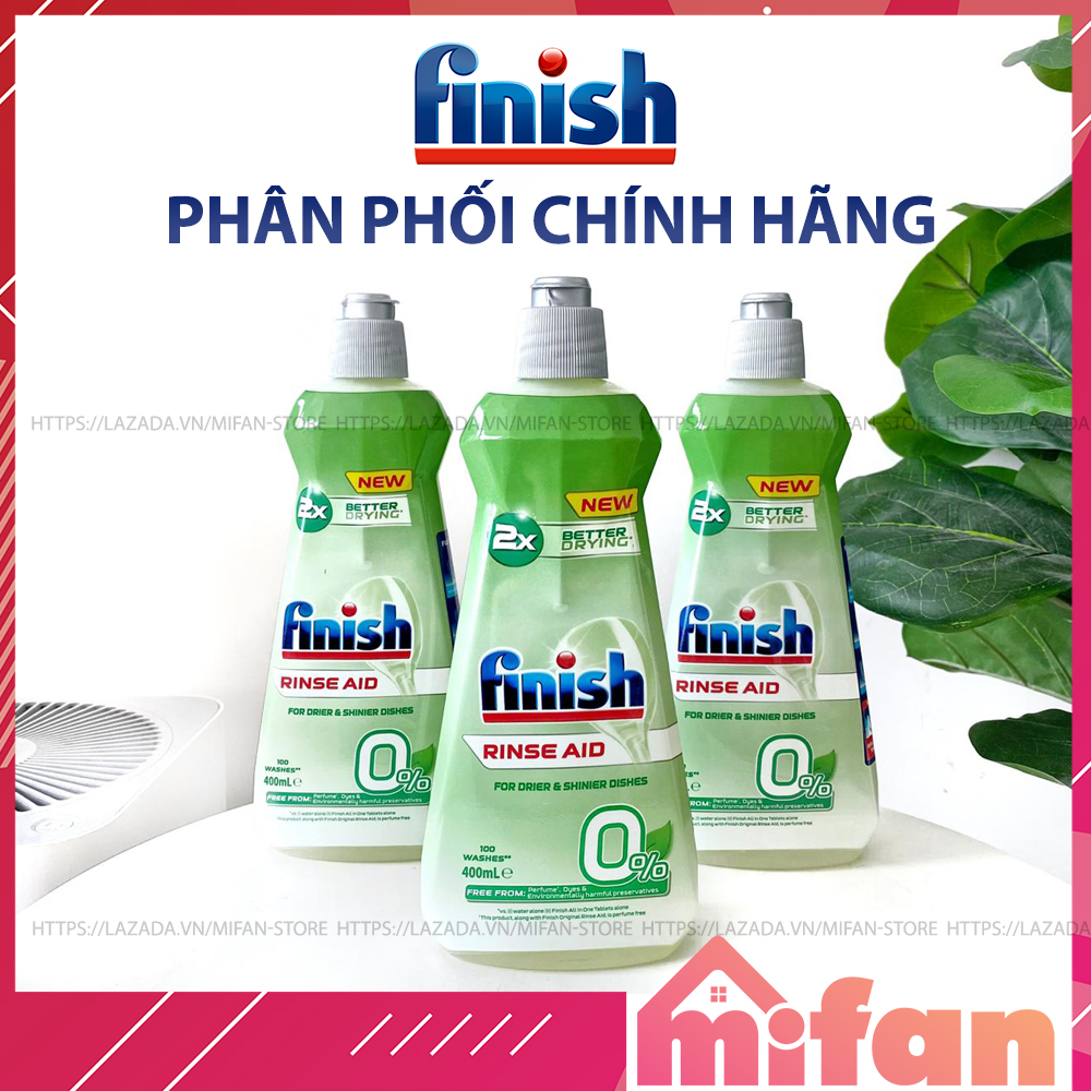 Nước làm bóng finish 0% eco 400ml - nước bóng máy rửa bát sinh học an toàn không hoá chất - mifan phân phối chính hãng