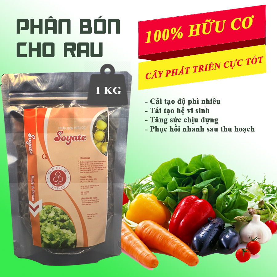 Phân cho rau sạch hữu cơ tan chậm đậm đặc viên nén 1kg Soyate