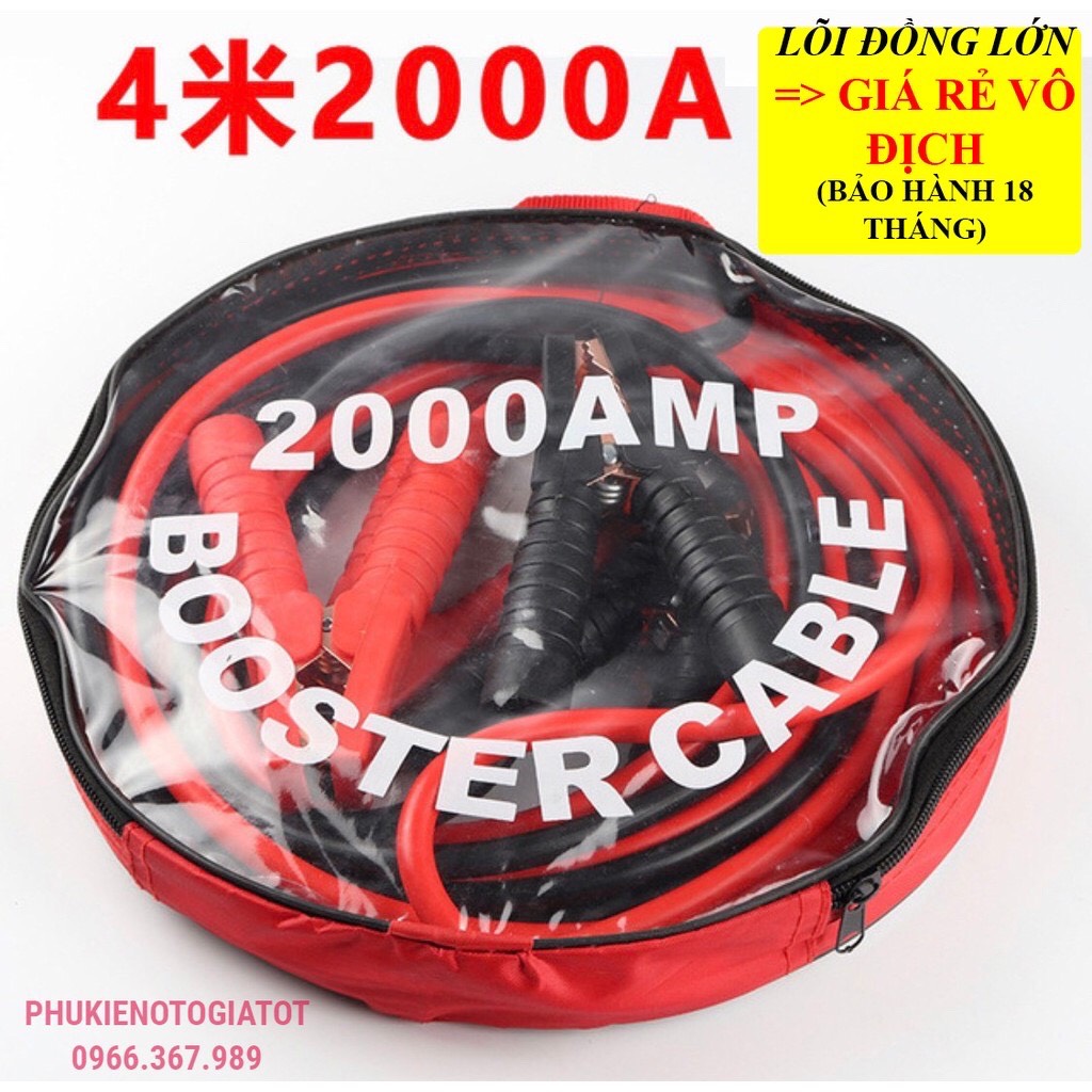 Dây câu bình Ắc quy cao cấp, chịu tải cao, 2000A* 4 MÉT, BH 18 tháng