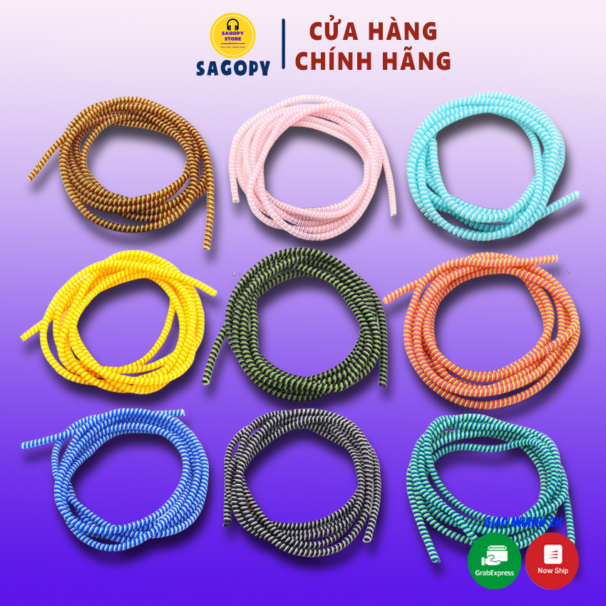 Dây quấn cuốn bảo vệ tai nghe cáp sạc điện thoại (1.5m) giúp chống rối chống đứt giá rẻ trang trí nhiều màu sắc dài  SAGOPY