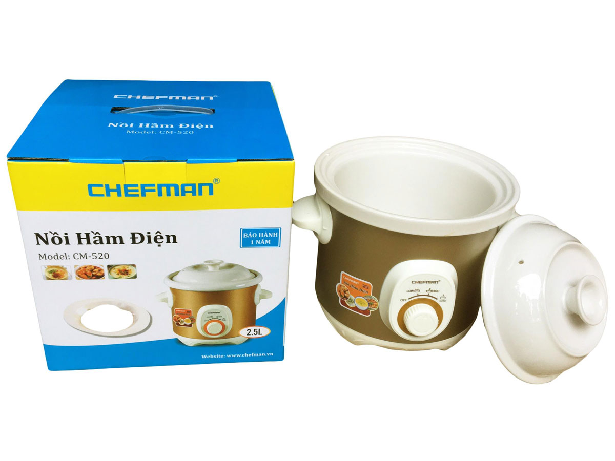 Nồi hầm điện Chefman CM-520 công suất 180W nấu cháo hầm gà cho bữa ăn nhanh gọn- Bảo hành 1 năm